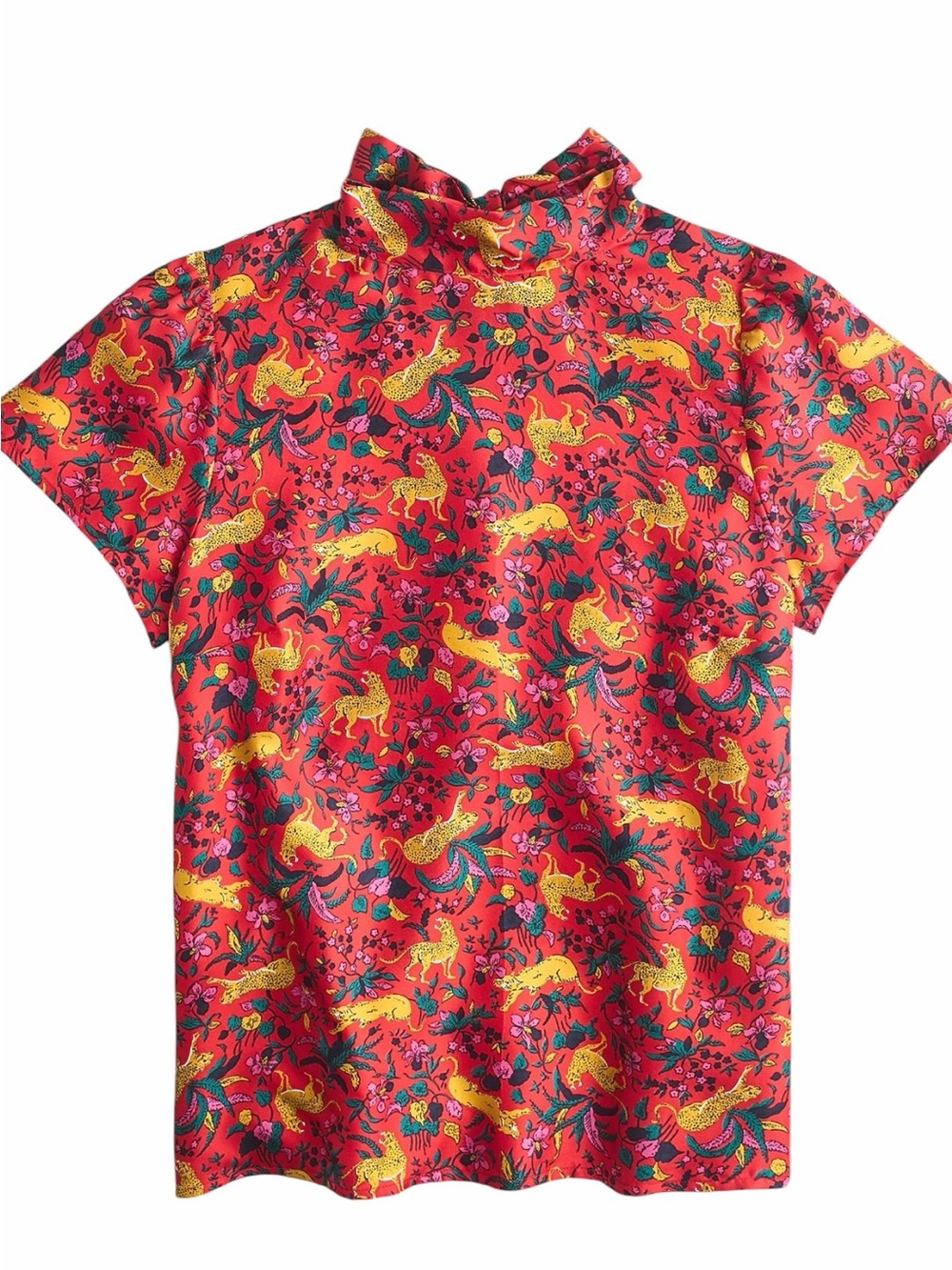 J. Crew Collection Silk Jungle Cat Top Size 2 - Picture 2 of 7
